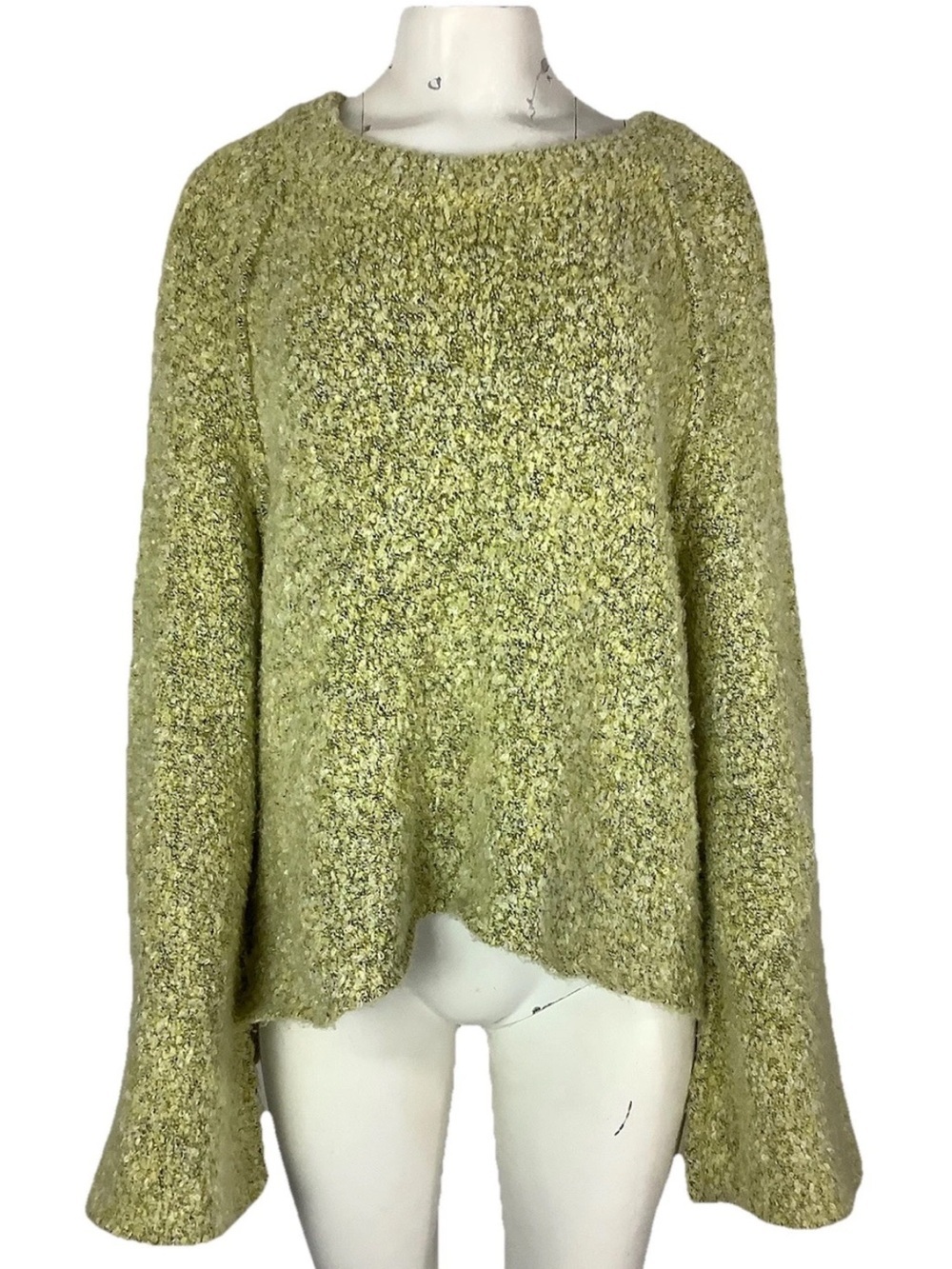 Free People Sz XL BFF Cocoon Soft Feel Oversized Flared Sleeve Sweater Green